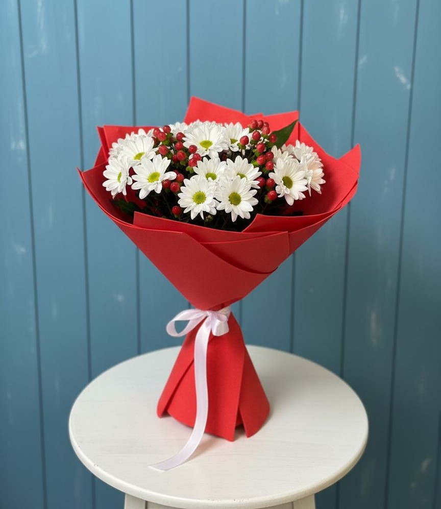 Букет ягоды на снегу в Иглино Букет цветов из: Хризантемы в Иглино