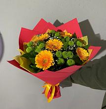 Букет восход солнца в Иглино Букет цветов из:  Герберы и Хризантемы в Иглино