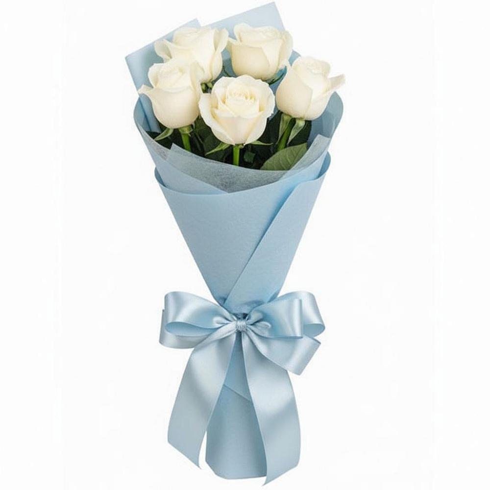 5 Белых роз Проуд в Иглино Букет 5 Белых роз Проуд в Иглино