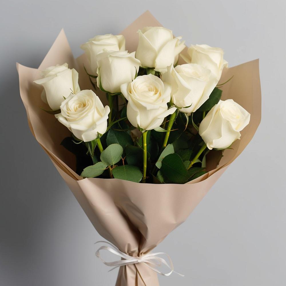 9 Белых роз Эдлесс Лав в Иглино Букет 9 Белых роз Эдлесс Лав в Иглино