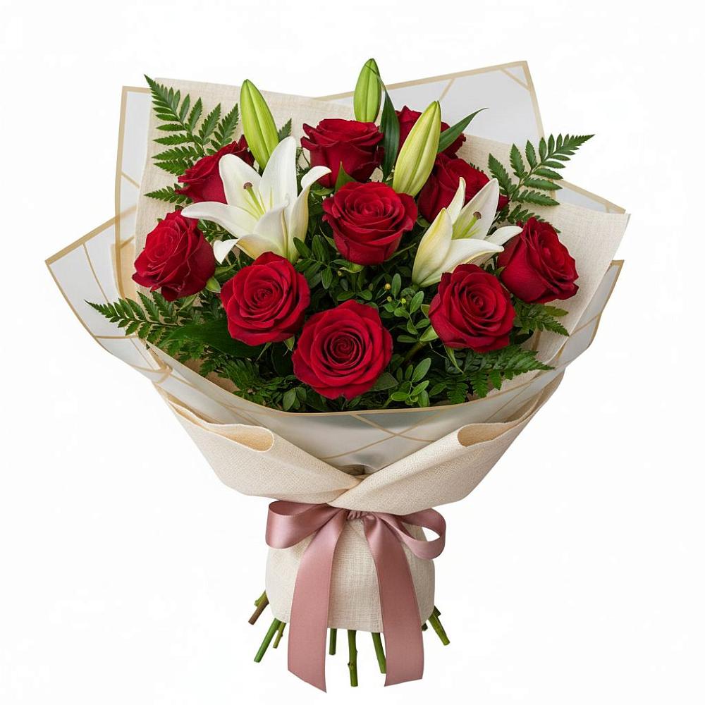 Букет высокая поэзия в Иглино Букет цветов из: Лилии и Розы в Иглино