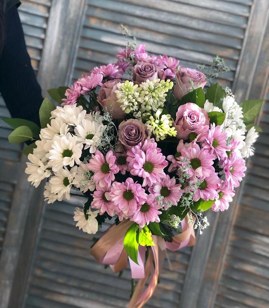 Букет Цветочный шарм в Иглино Букет цветов из: Хризантемы и Розы в Иглино