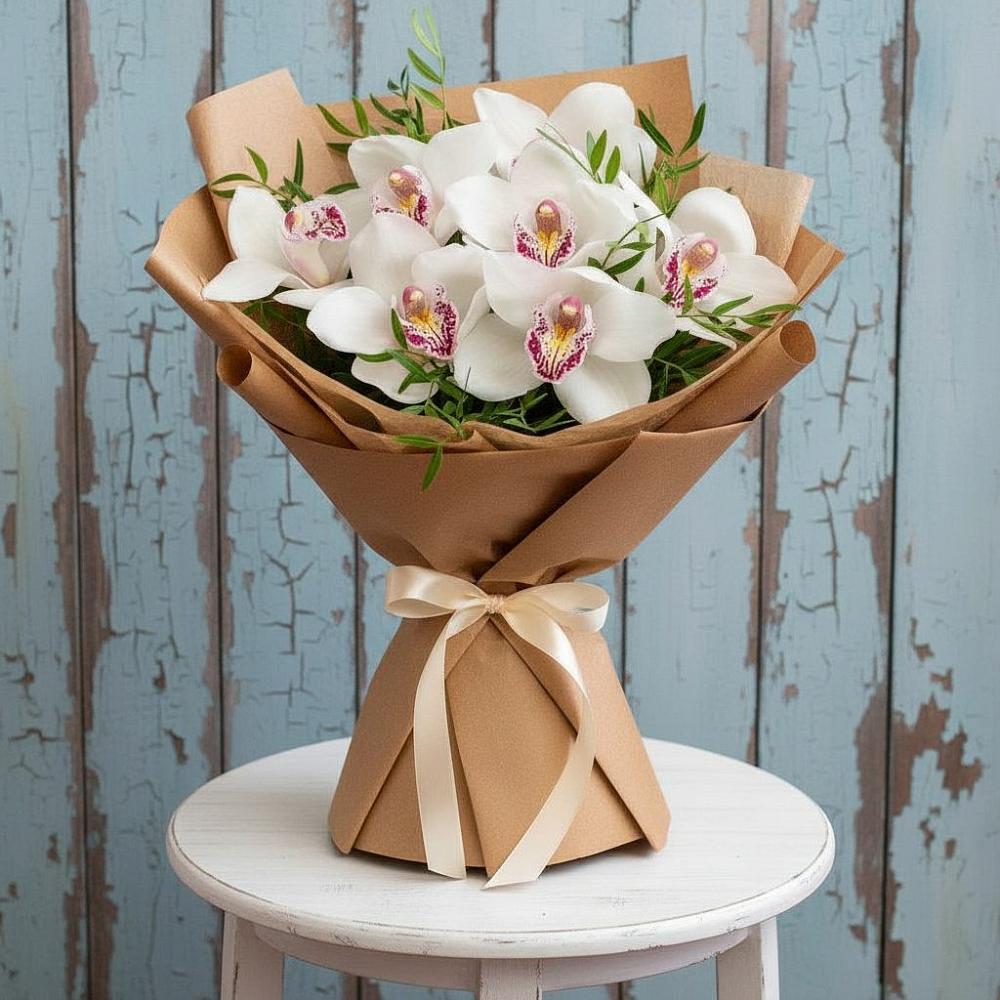 Букет Белые орхидеи в Иглино Букет цветов из: Орхидеи и Розы в Иглино