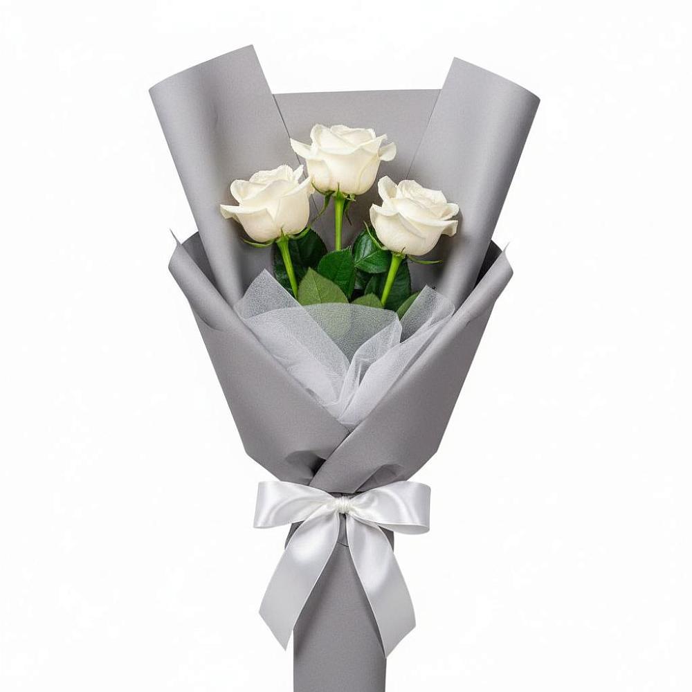 Букет 3 белые розы в Иглино Букет 3 белые розы в Иглино