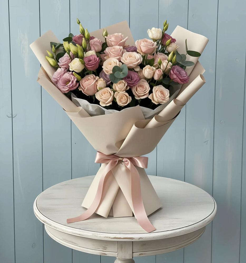 Букет цветов из: Розы и Лизиантусы в Иглино