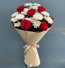 Букет романтическая гармония в Иглино Букет цветов из:  Розы и Хризантемы в Иглино